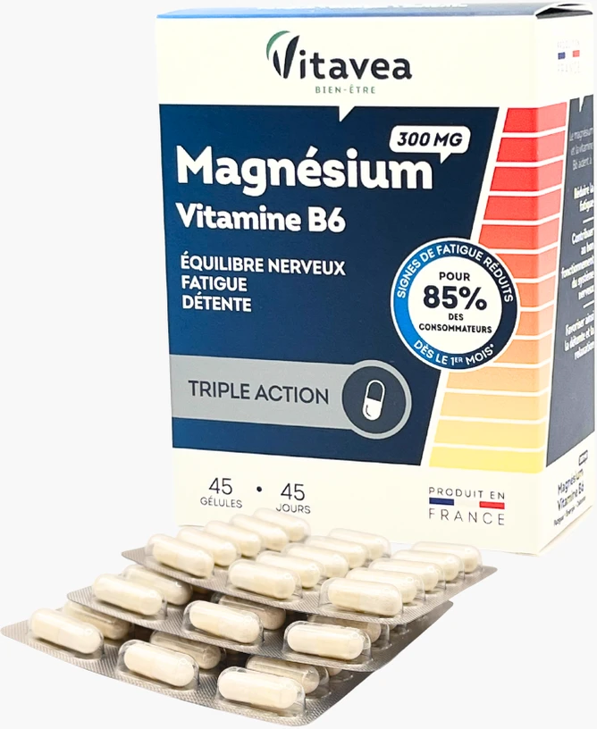 Vitavea Magnis + vitaminas B6, 45 augalinės kilmės kapsulės