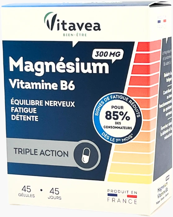Vitavea Magnis + vitaminas B6, 45 augalinės kilmės kapsulės