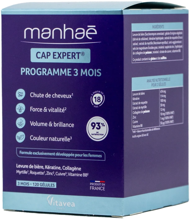 Vitavea Manhaé Cap expert gražių plaukų ekspertas, 120 augalinės kilmės kapsulių