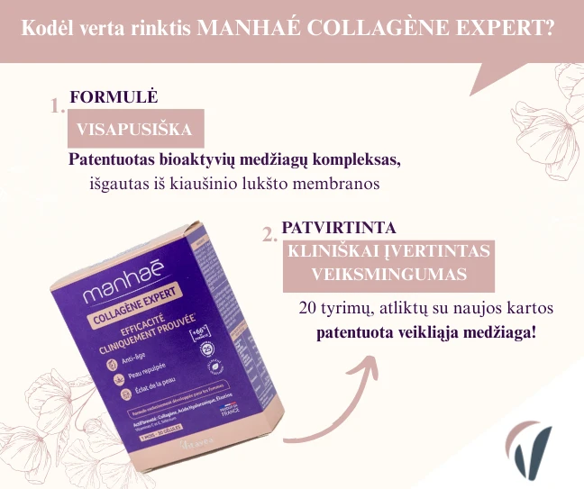 VITAVEA Manhae Collagen Expert Kolageno ekspertas, 30 augalinės kilmės kapsulių