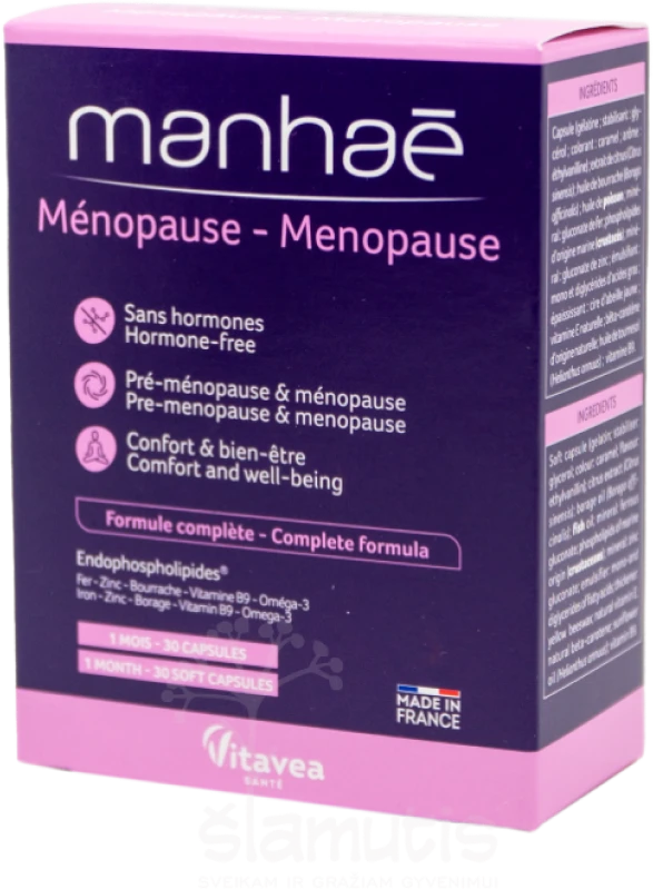 VITAVEA Manhaé Menopauzė, klimakterinio laikotarpio harmonijai, 30 kapsulių