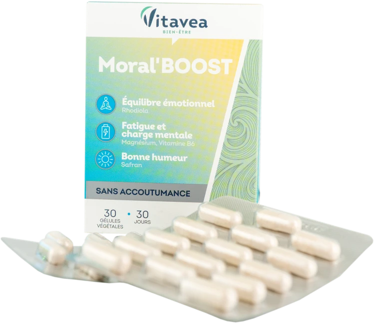 VITAVEA Moral'BOOST laikinos įtampos metu, 30 augalinės kilmės kapsulių.
