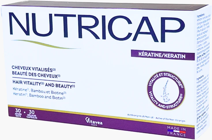 VITAVEA Nutricap Keratine plaukams, 30 augalinės kilmės kapsulių.