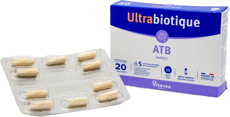 Vitavea Ultrabiotique ATB PROTECT gyvosios bakterijos vartojantiems antibiotikus, 10 augalinės kilmės kapsulių