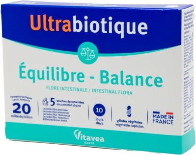 Vitavea Ultrabiotique Balance žarnyno floros pusiausvyrai, 10 augalinės kilmės kapsulių