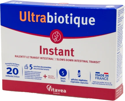 Vitavea Ultrabiotique Instant žarnyno judėjimui lėtinti, 10 augalinės kilmės kapsulių