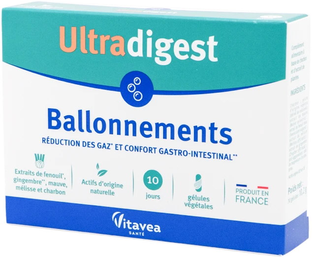 VITAVEA Ultradigest Ballonnements nuo pilvo pūtimo, 30 augalinės kilmės kapsulių