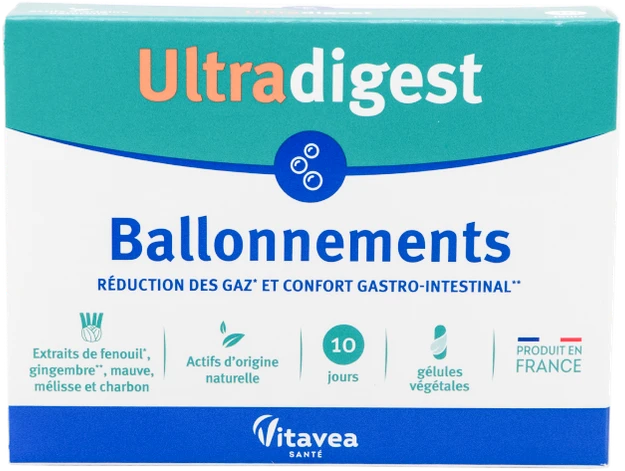VITAVEA Ultradigest Ballonnements nuo pilvo pūtimo, 30 augalinės kilmės kapsulių