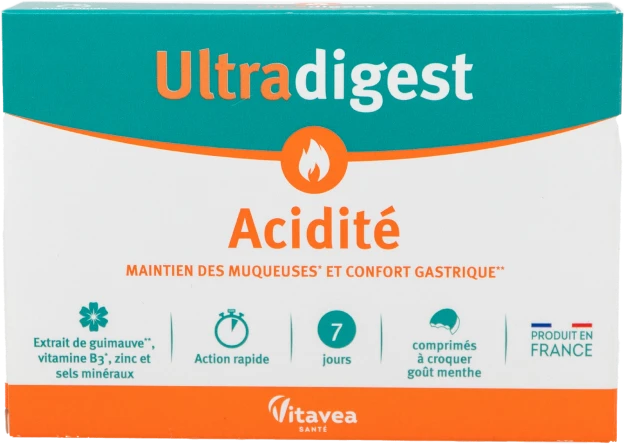 VITAVEA Ultradigest skrandžio rūgštingumui mažinti, 14 kramtomų tablečių