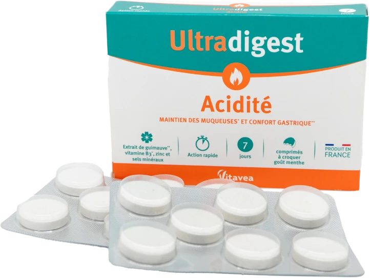 VITAVEA Ultradigest skrandžio rūgštingumui mažinti, 14 kramtomų tablečių