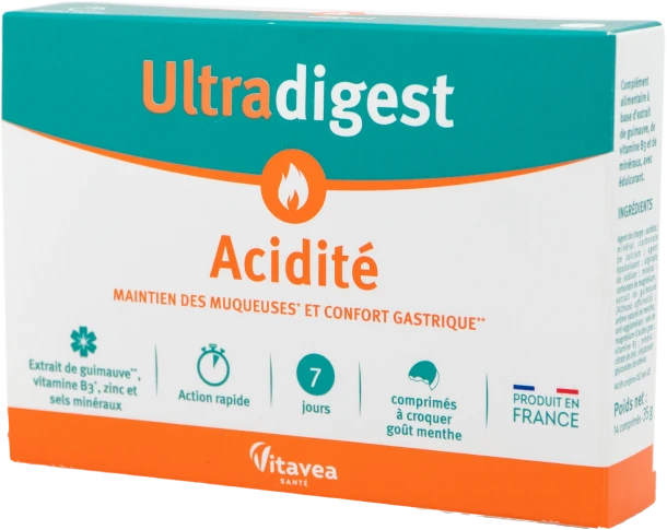 VITAVEA Ultradigest Acidite skrandžio rūgštingumui mažinti, 14 kramtomų tablečių