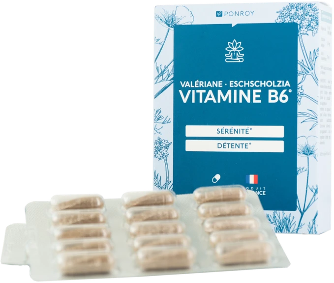 VITAVEA Valerijonas, geltonžiedė ešolcija, vitaminas B6, 30 augalinės kilmės kapsulių