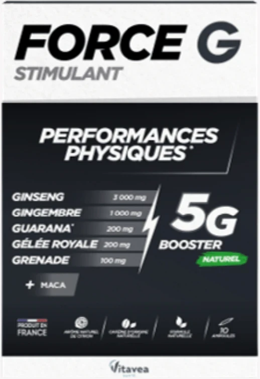 VITAVEA Force G STIMULANT 5G BOOSTER energijai ir protiniam budrumui, 10 ampulių