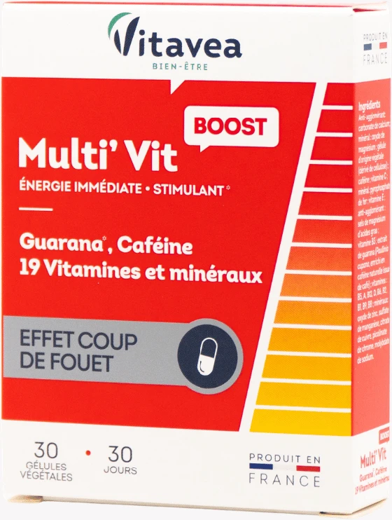 VITAVEA Gvaraninės paulinijos ekstraktas, kofeinas +19 vitaminų ir mikroelementų, 30 augalinės kilmės kapsulių