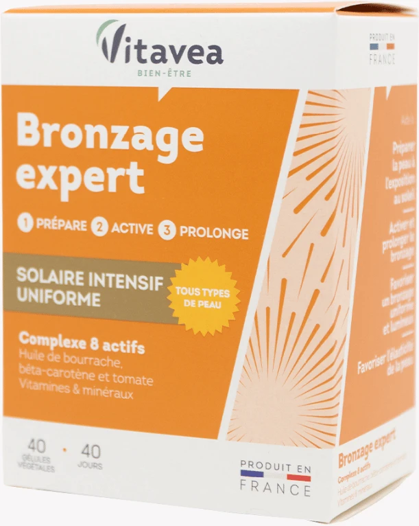 VITAVEA BRONZAGE EXPERT įdegio ekspertas, 40 augalinės kilmės kapsulių