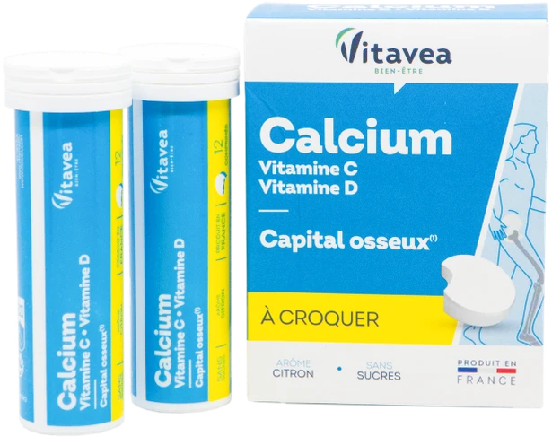 Vitavea Kalcis + vitaminai C ir D3, 24 kramtomos tabletės