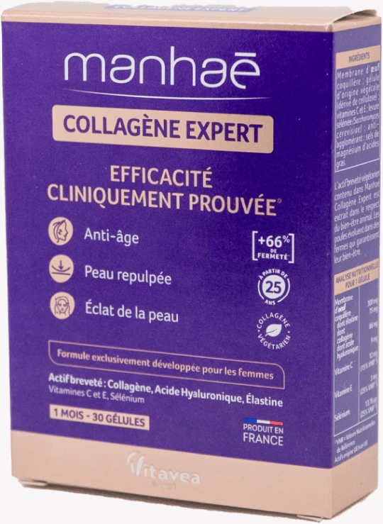 VITAVEA Manhaé Collagen Expert Kolageno ekspertas, 30 augalinės kilmės kapsulių