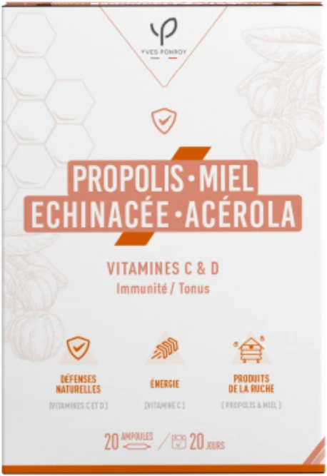 VITAVEA Propolis su rausvažiede ežiuole, acerola, vitaminais C ir D, 20 ampulių