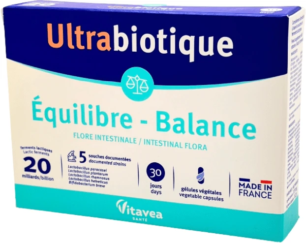 VITAVEA Ultrabiotique Balance žarnyno floros pusiausvyrai, 30 augalinės kilmės kapsulių