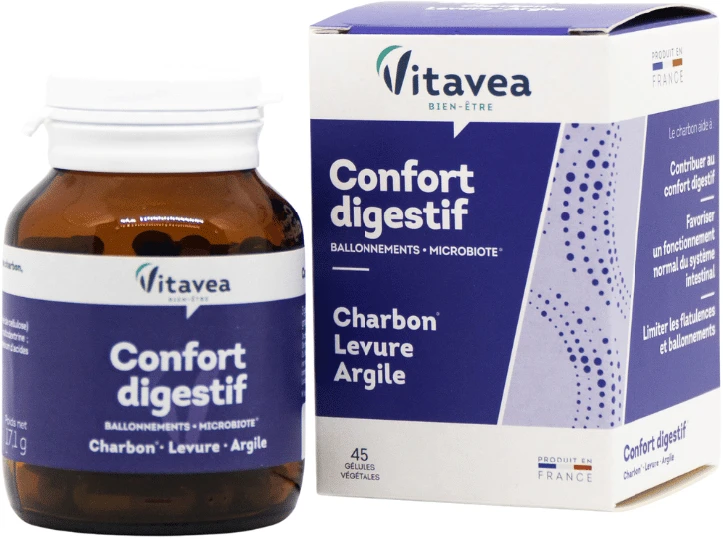 VITAVEA Confort digestif Virškinimo komfortui, 45 augalinės kilmės kapsulės