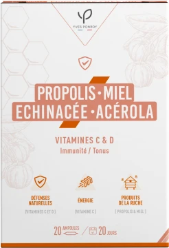 Vitavea Propolis su rausvažiede ežiuole, acerola, vitaminais C ir D, 20 ampulių