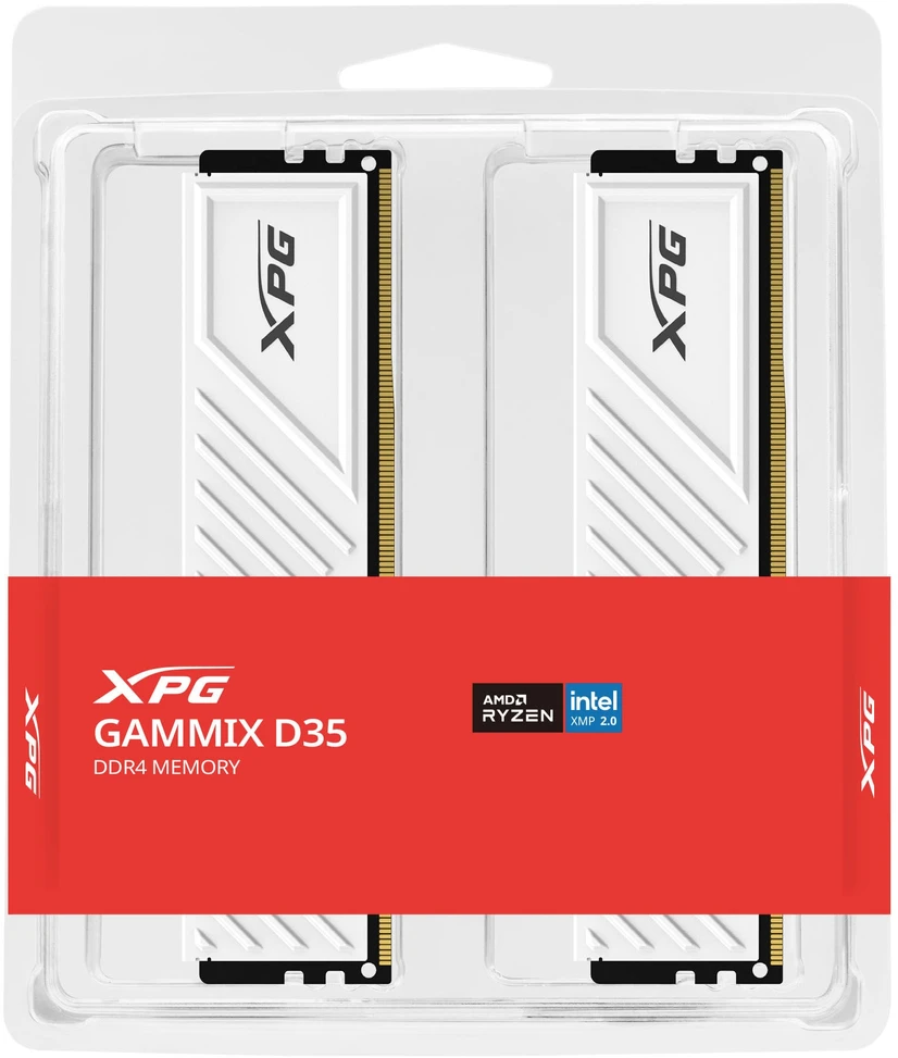 ADATA XPG Gammix D35, DDR4-3200 RAM, CL16, XMP 2.0 – 32 GB Dual Kit, baltas