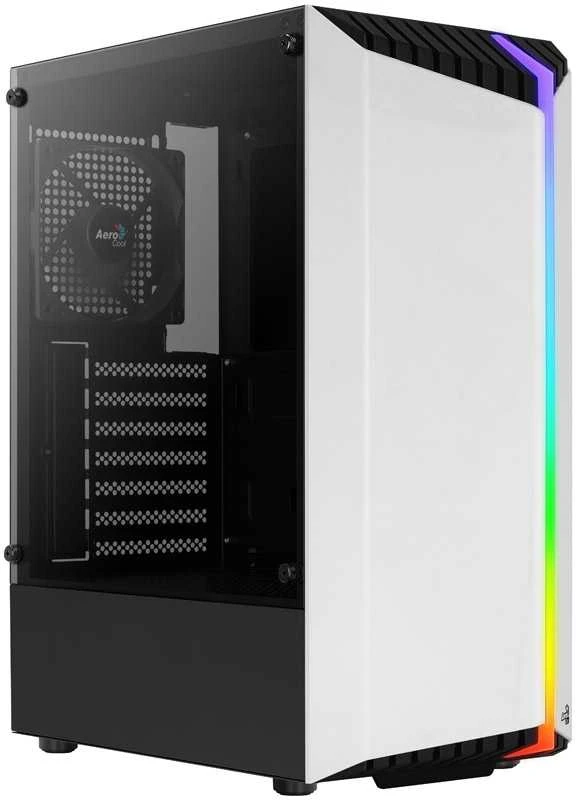 Aerocool Bionic v1 Mid Tower, RGB, Tempered Glass – Juodas/Baltas