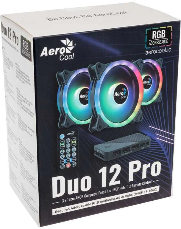 Kompiuterio Ventiliatoriai - Aerocool Duo12pro 3x12cm ARGB, Juoda