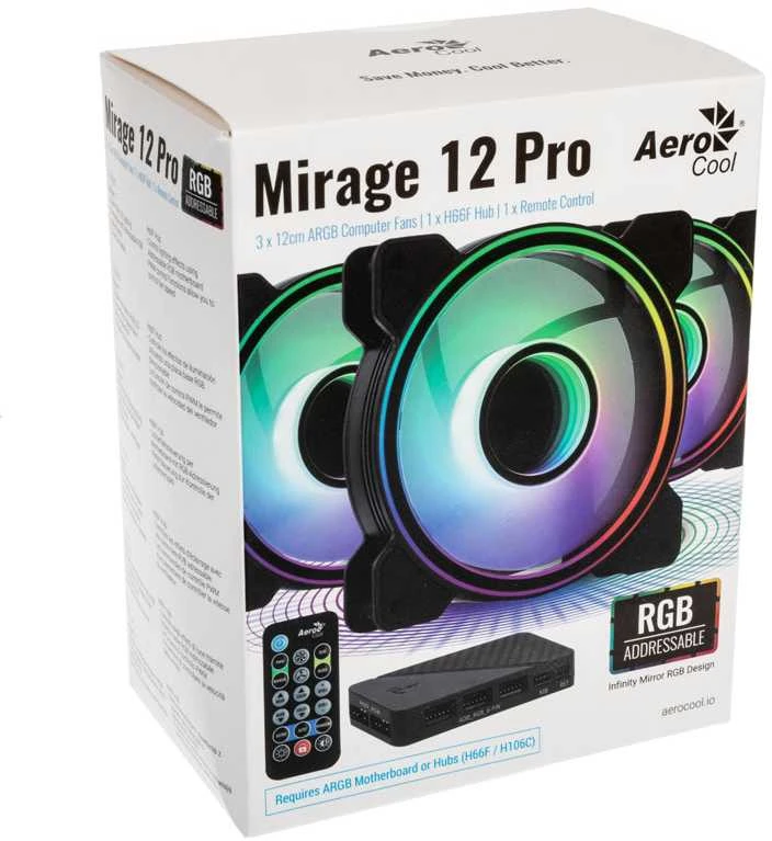 Ventiliatoriai - Aerocool Mirage 12 ARGB Pro 12 cm Juodi