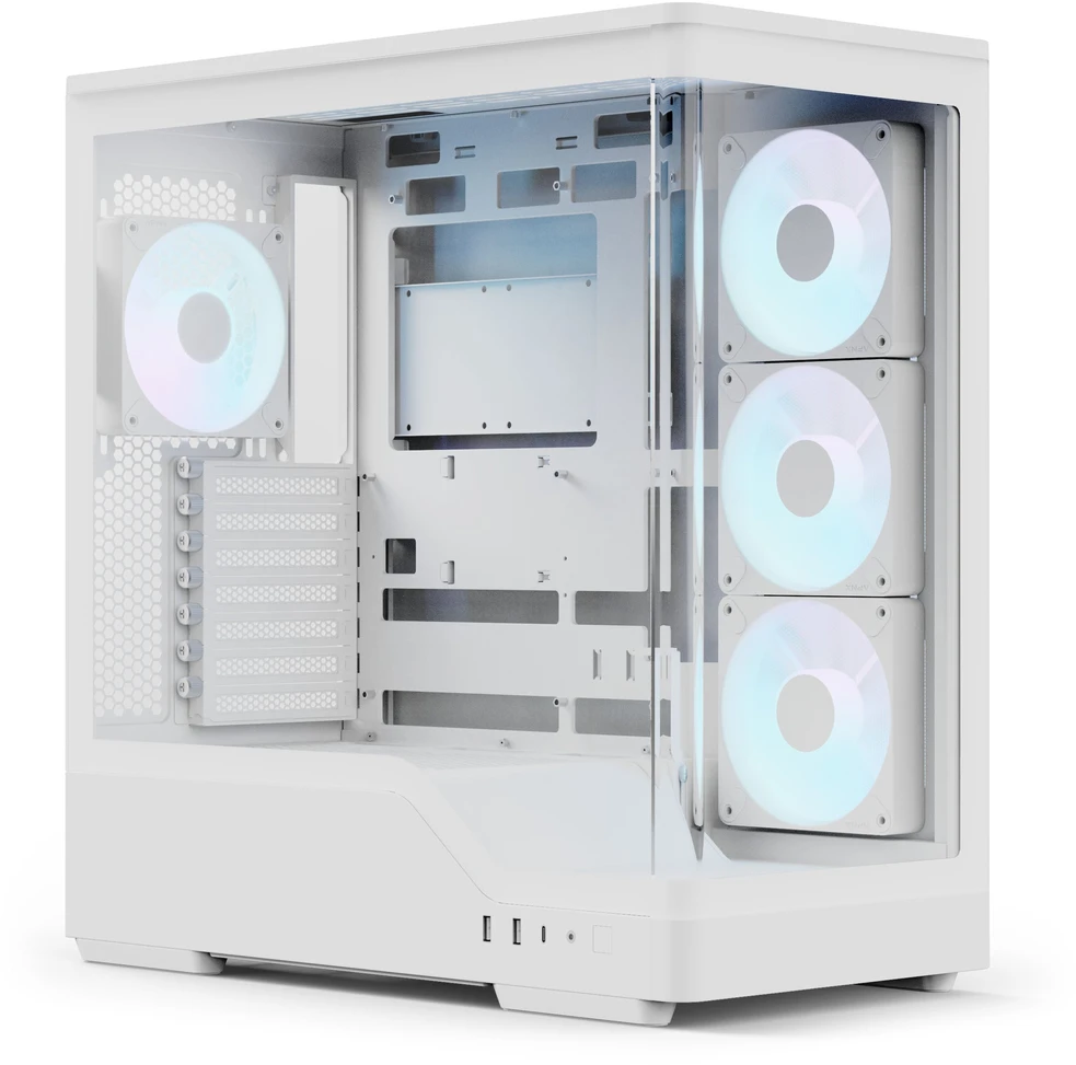 „Aerocool P500A“ kompiuterio korpusas, vidutinio dydžio bokštas, ATX, grūdintas stiklas, RGB – Baltas