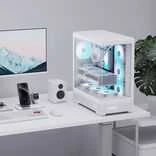„Aerocool P500B“ kompiuterio korpusas, vidutinio dydžio bokštas, ATX, grūdintas stiklas, RGB - Baltos