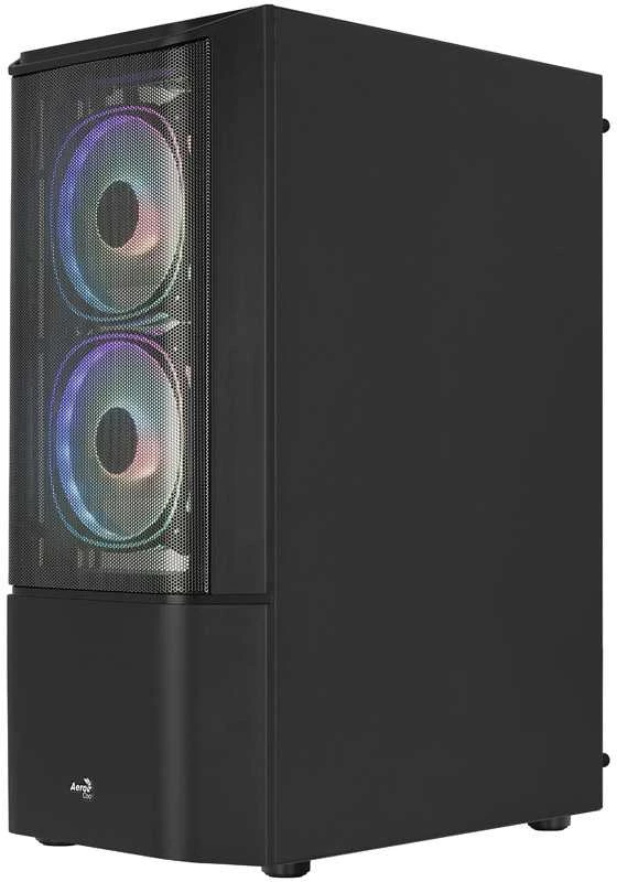 „Aerocool Quantum Mesh v3 Midi-Tower“, RGB, grūdintas stiklas - juodos spalvos
