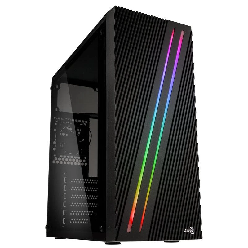 AEROCOOL AEROPGSSTREAK-A-BKRG kompiuterio dėklas ATX Aerocool STREAK RGB USB 3.0 – DVIGUBA RGB JUOSTA 1x80mm VENTILIATORIUS