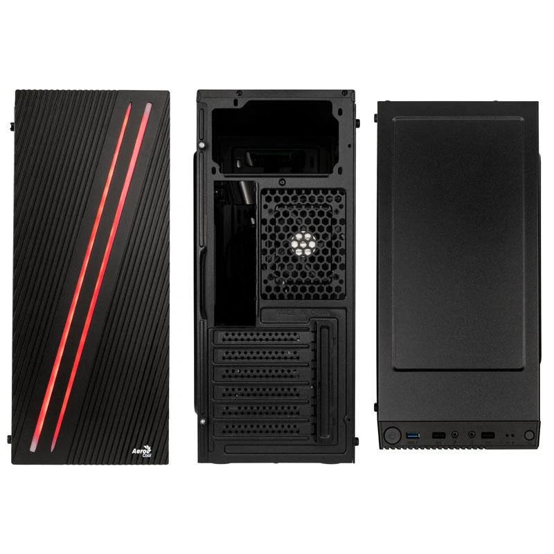 AEROCOOL AEROPGSSTREAK-A-BKRG kompiuterio dėklas ATX Aerocool STREAK RGB USB 3.0 – DVIGUBA RGB JUOSTA 1x80mm VENTILIATORIUS
