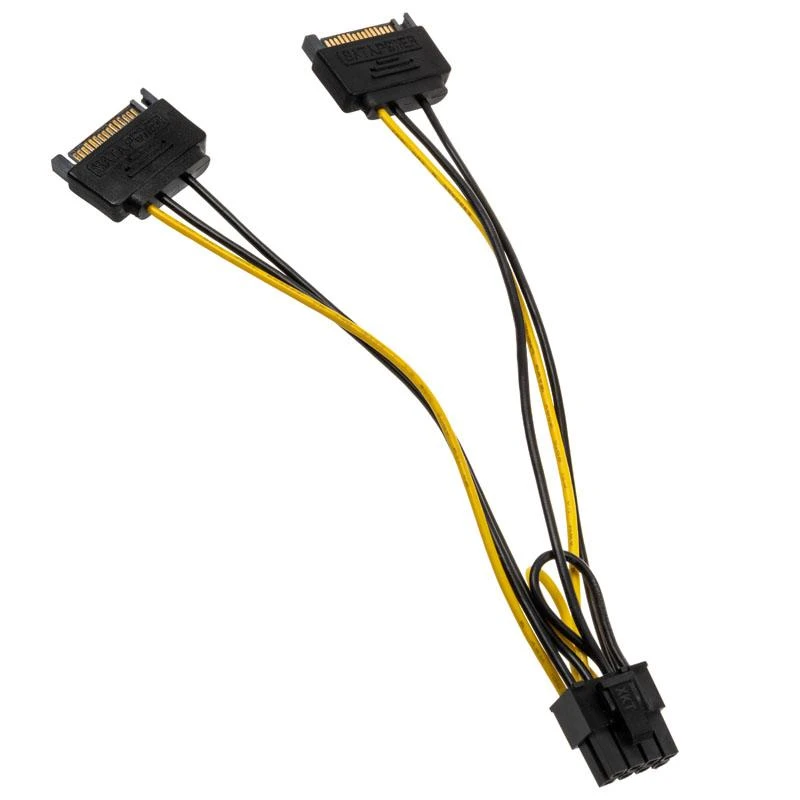 Akasa 2x 15-Pin-SATA to 1x 6+2-Pin-PCIe Adapteris