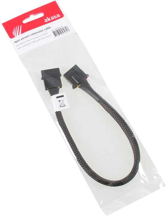 Akasa 4-Pol Molex Extension kabelis – 30cm juodos spalvos