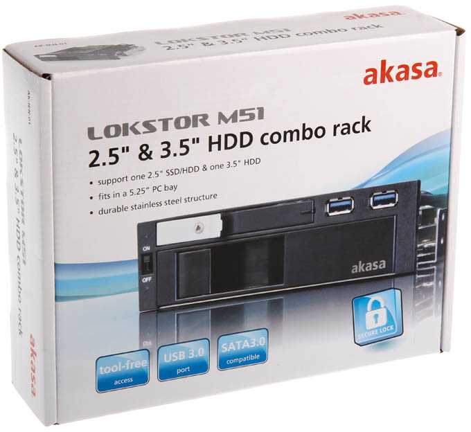 Akasa 5,25 colio lizdas, skirtas 1x 3,5" ir 1x 2,5" plius 2x USB 3.0