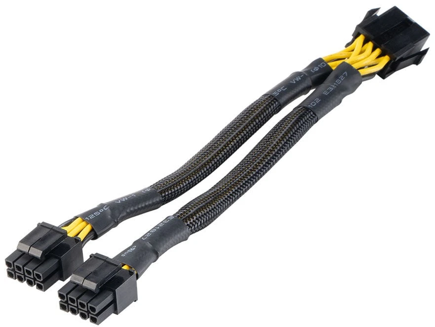 „Akasa“ 8 kontaktų į 2 x 4+4 kontaktų adapterio kabelis, EPS/ATX suderinamas – juodas, 20 cm