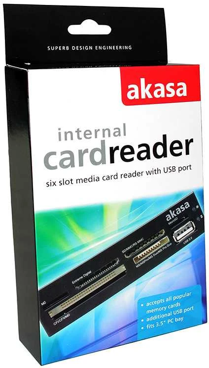 Atminties kortelė Akasa AK-ICR-07 Internal 6-Port Card Reader 3,5 – juodas