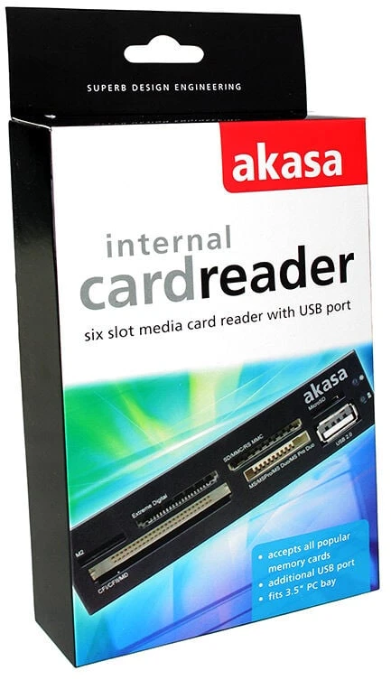Atminties kortelė Akasa AK-ICR-07 Internal 6-Port Card Reader 3,5 – juodas