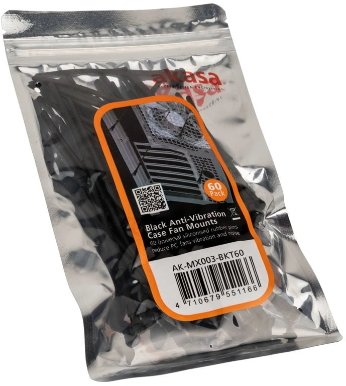 Akasa AK-MX003 Vibration Dampener for Fans, 60-Piece Set – juodos spalvos