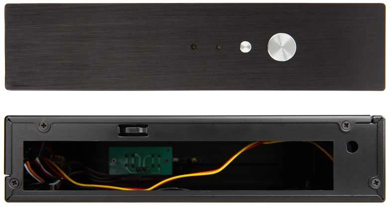Akasa Cypher Thin–Mini–ITX korpusas, 120 W PSU, OEM – juoda