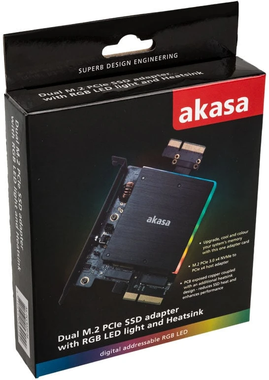 Akasa adapteris 2 M.2 diskams – 2x PCI-E (AK-PCCM2P-04)