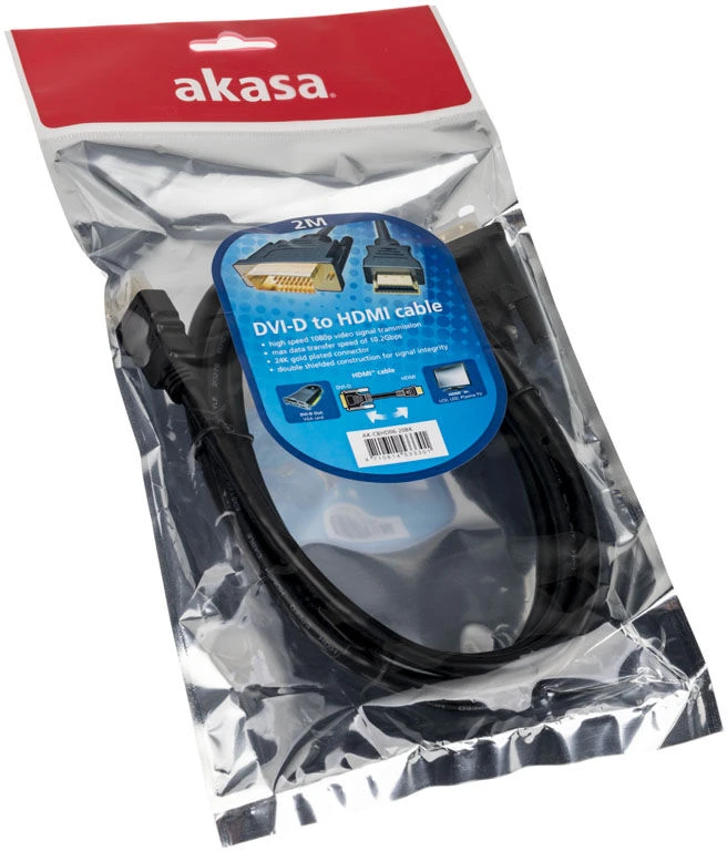 Akasa DVI-D to HDMI cable – juodas – 2m