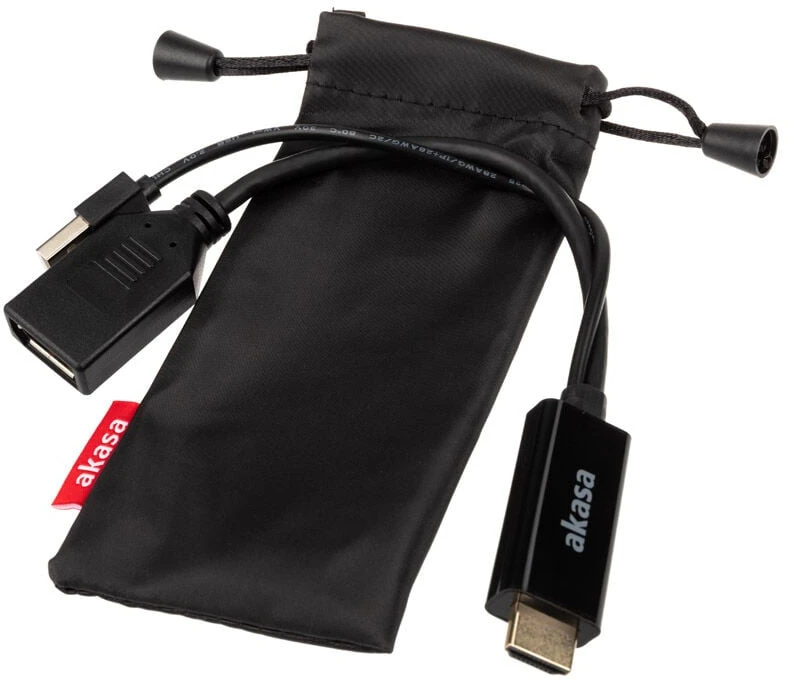 AV Akasa HDMI adapteris – DisplayPort + USB-A juodas (AK-CBHD24-25BK)