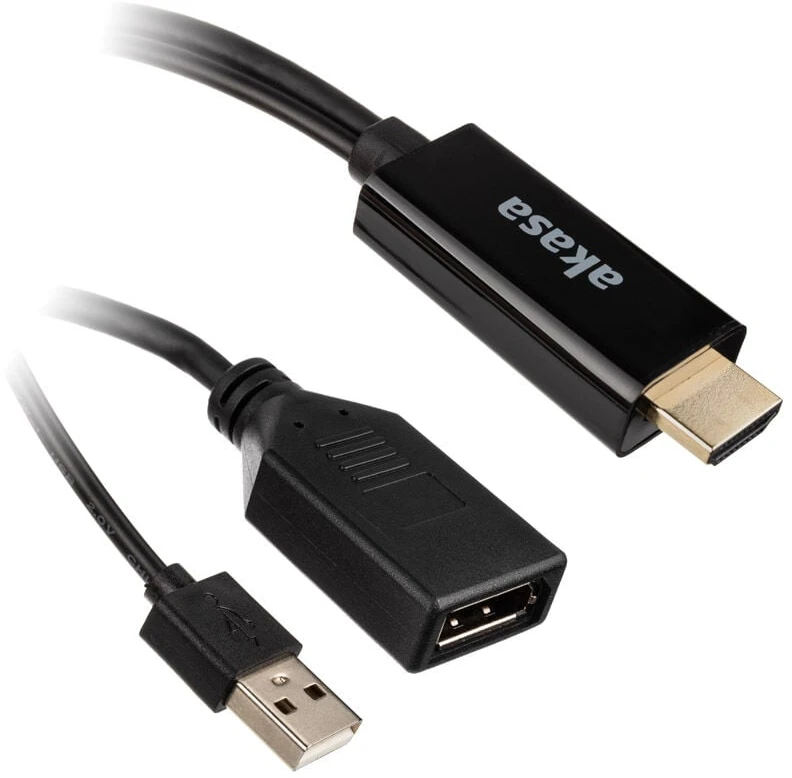 AV Akasa HDMI adapteris – DisplayPort + USB-A juodas (AK-CBHD24-25BK)