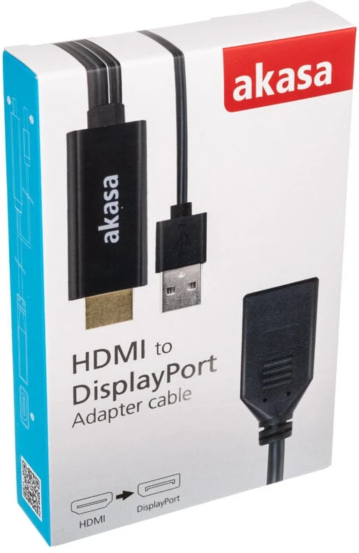 AV Akasa HDMI adapteris – DisplayPort + USB-A juodas (AK-CBHD24-25BK)
