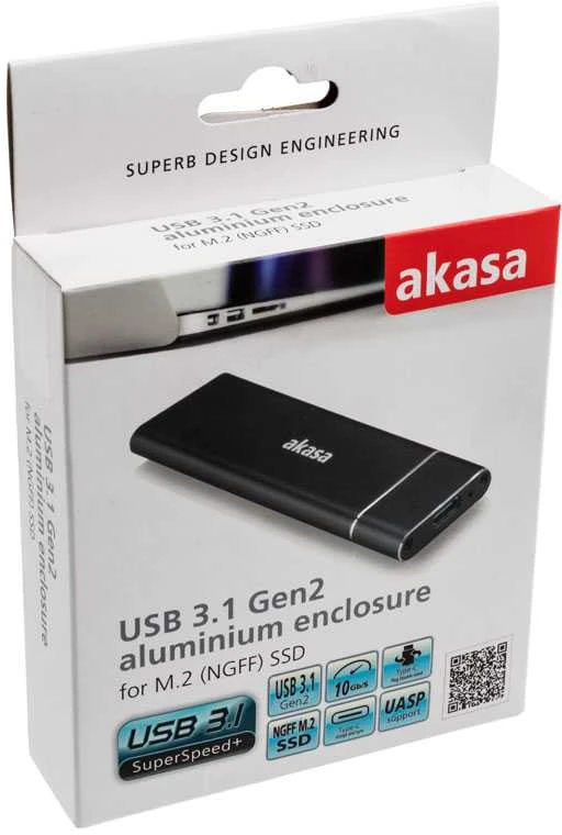 Akasa AK-ENU3M2-02 storage drive enclosure SSD enclosure Juodas M.2