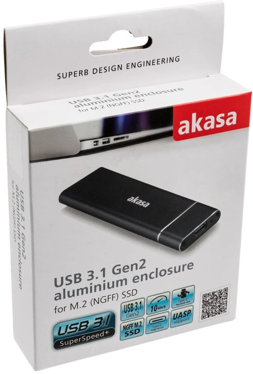 Akasa AK-ENU3M2-02 storage drive enclosure SSD enclosure Juodas M.2