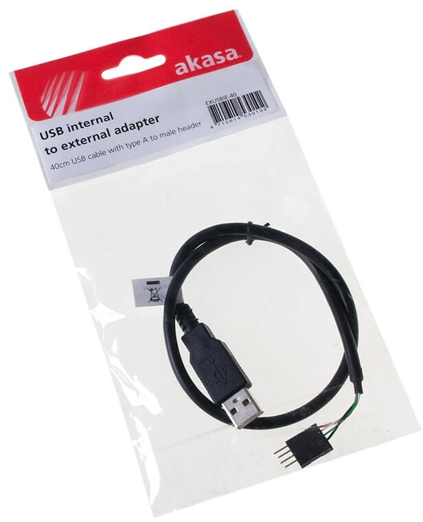 „Akasa“ išorinio ir vidinio USB kabelio jungtis – 40 cm